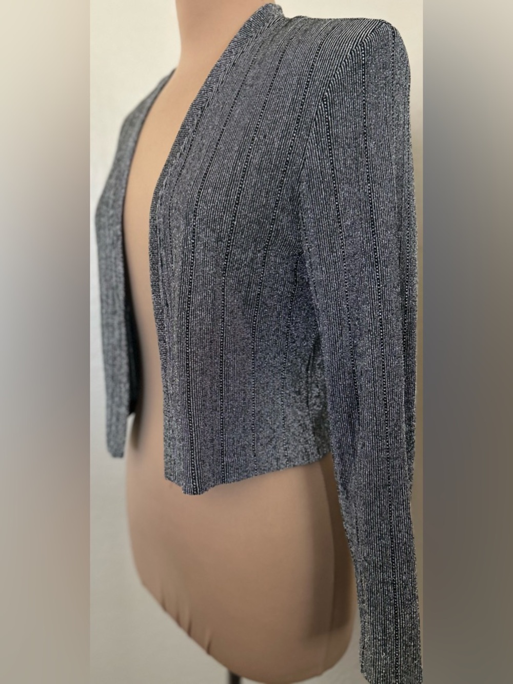 Open-Front Ribbed Formal Cardigan - Picture 3 of 11